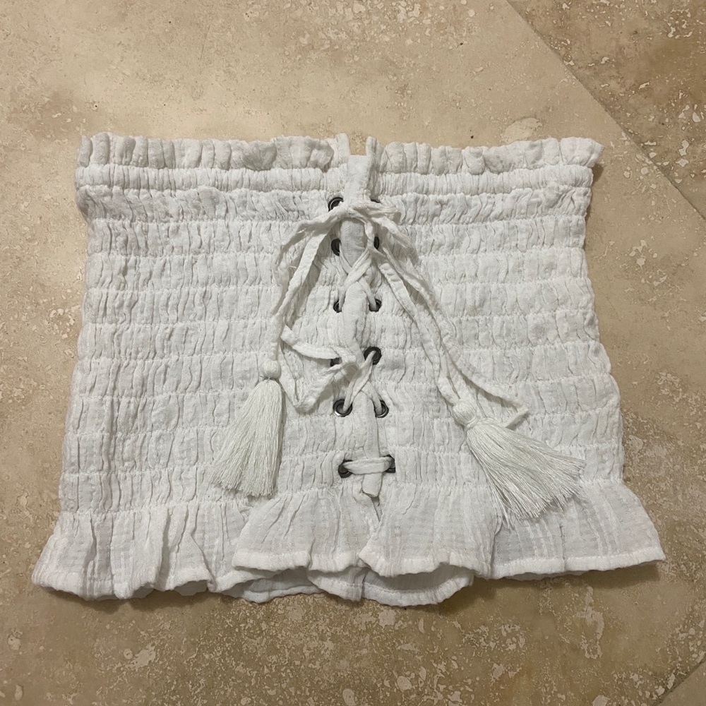 white lace up tube top